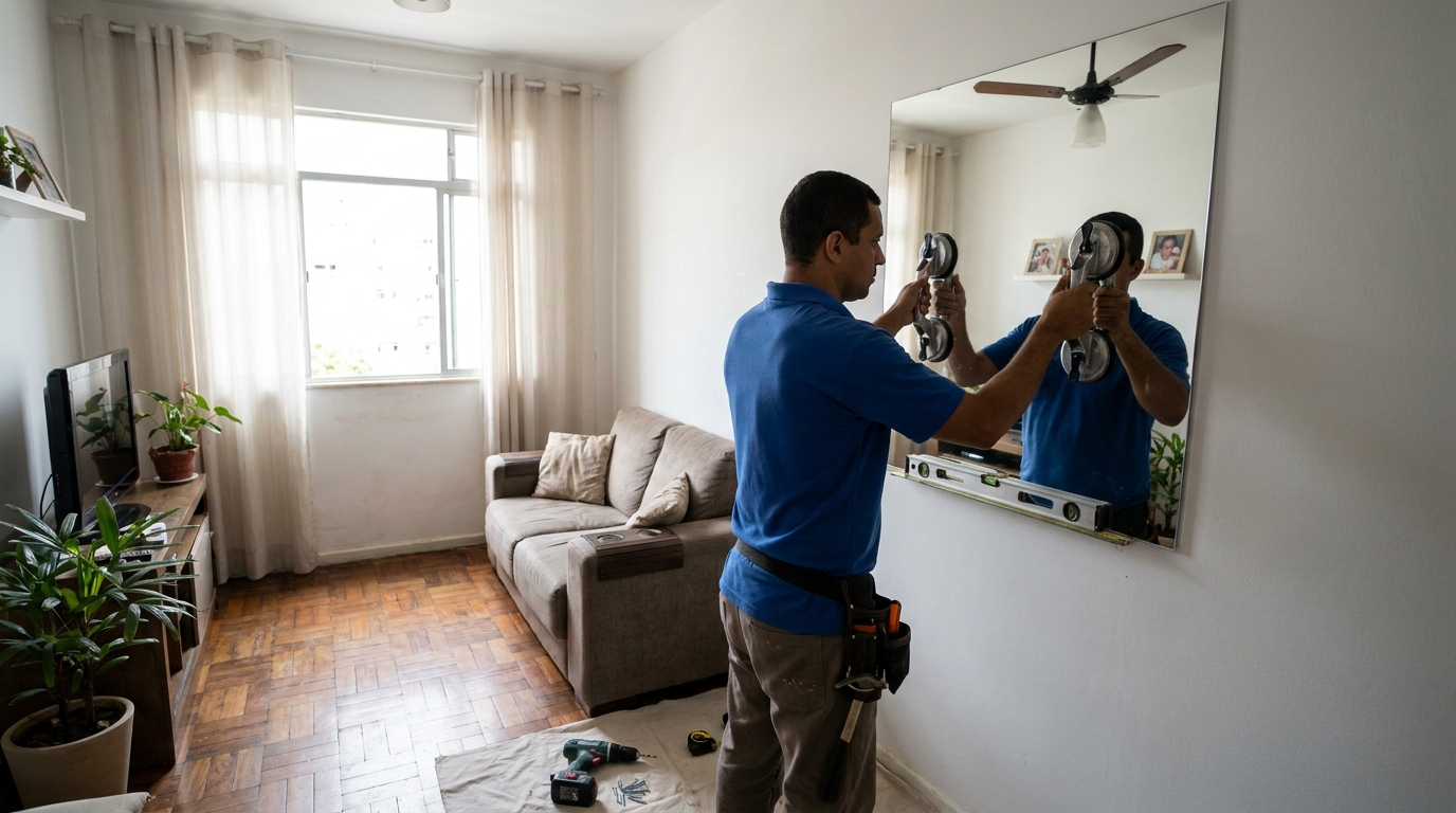 Espelho sob medida com parquet em São Gonçalo-RJ